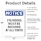 Signmission Cylinders Must Be Secured At All Times, 12 in W x Rectangle, Aluminum OS-2PACK-NS-A-1218-V-15388 - alternate 5